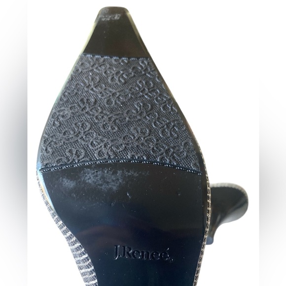 J.Renee Elisha Black/Silver Patterned Slingback Kitten Heels Women’s Size 12M - Picture 7 of 16